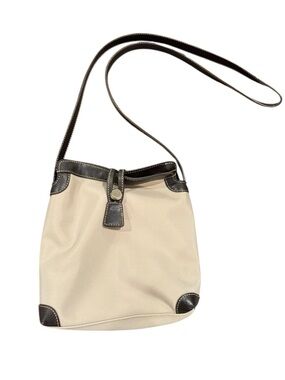 Marx Classic Canvas and Leather Crossbody Bag in Cream and Brown